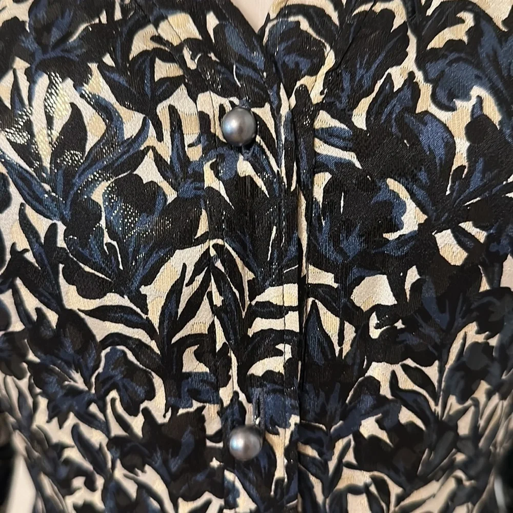 Tory Burch Caralyn Silk Floral Sheen Long Sleeve Button Down Blouse Shirt 4